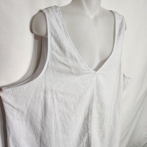 Time and Tru Womens Tank Top Size XXXL 22 Swing V Neck Linen Blend White Relaxed - Picture 6 of 10